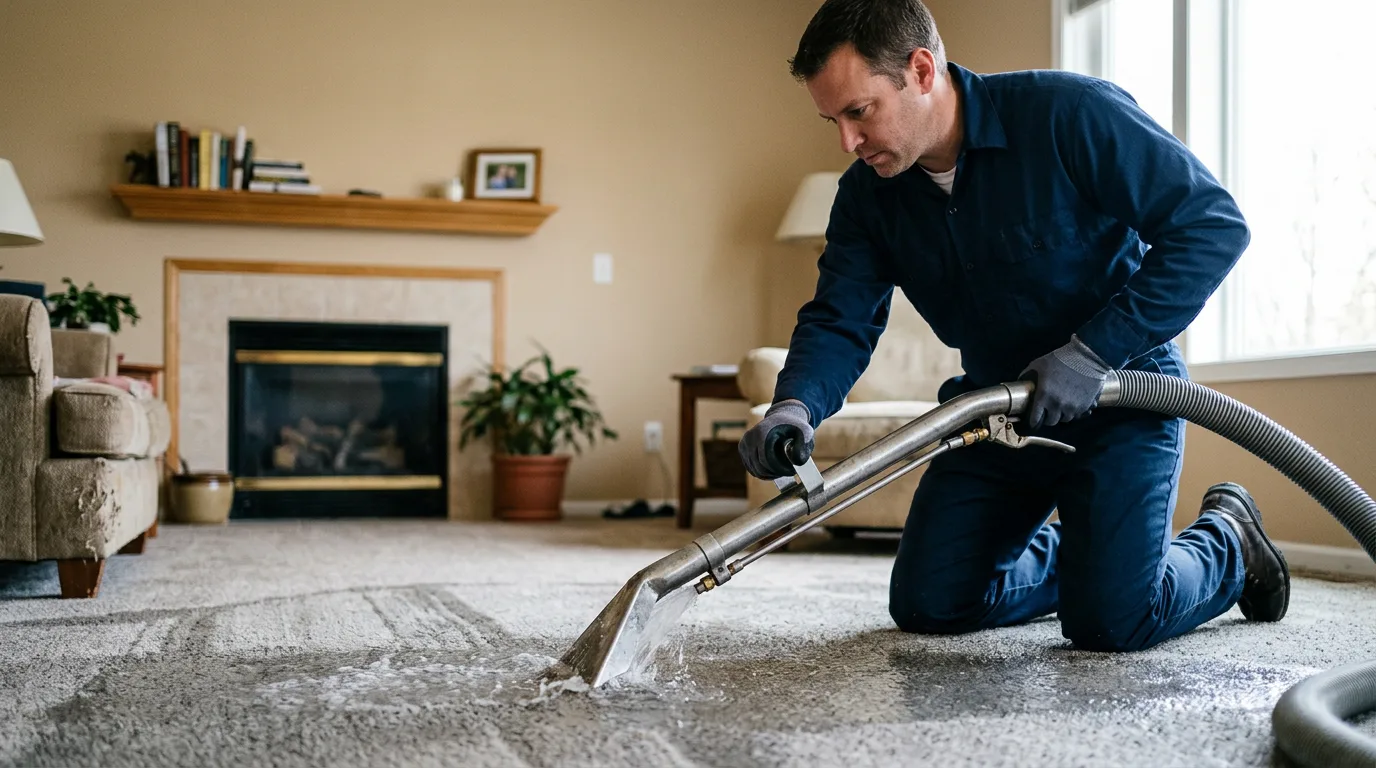 Water damage restoration technician working near Mathis, TX